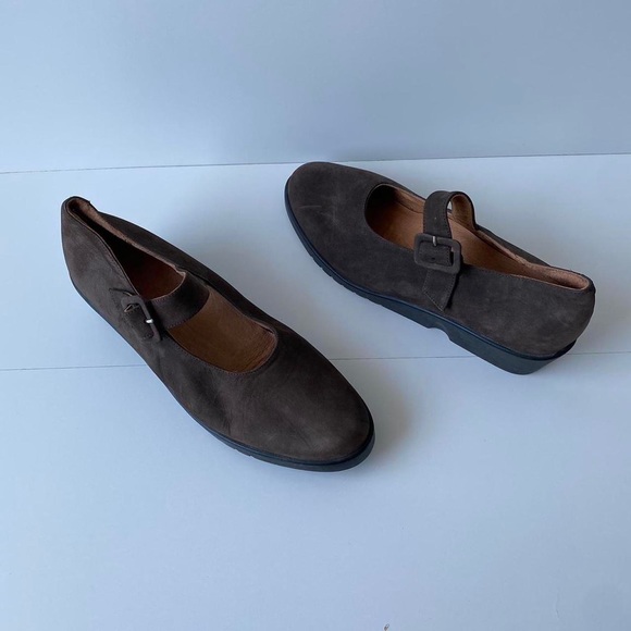 Brown Suede Zante Mary Jane Wedges - Picture 1 of 8